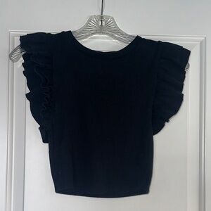 Zara Black Ruffle Sleeve Crop Top